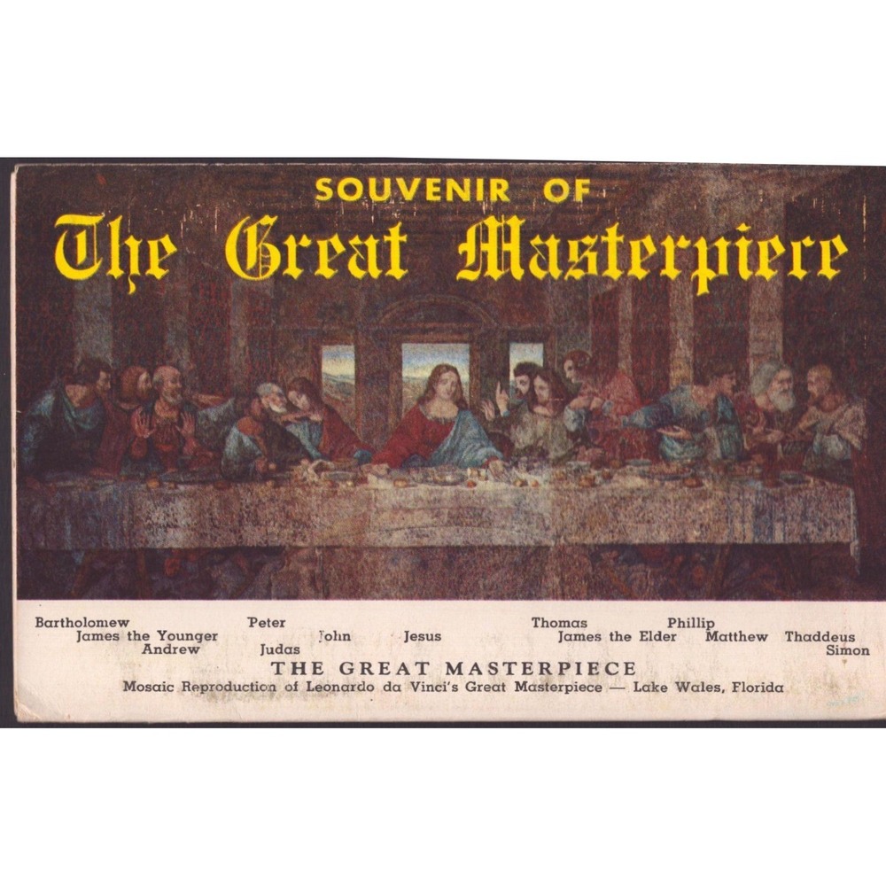 The Great Masterpiece Lake Wales Florida FL Last Supper Mosaic Postcard Folder